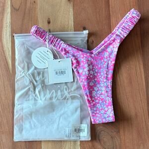Kulani Kinis Retro Y Thong Bikini Bottom - Grape Spritz - High Cut Ruched Sides